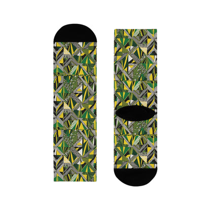 Grüne Socken mit Afro-Muster