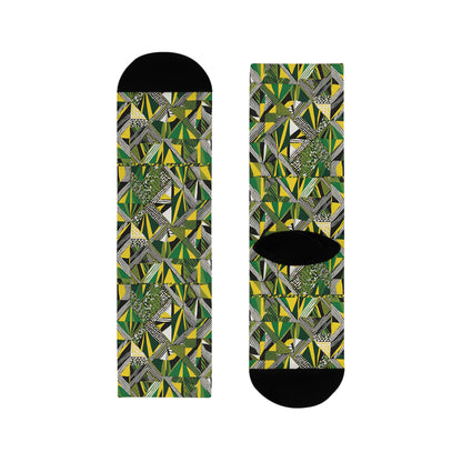 Grüne Socken mit Afro-Muster