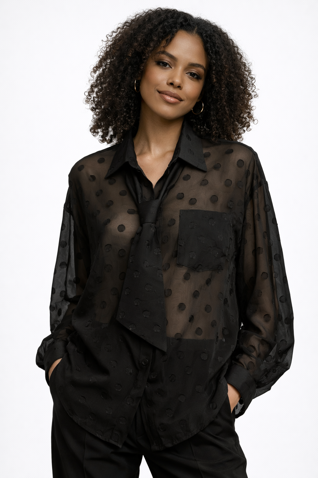 Blouse Femme à Pois en Voile – Tissu Léger & Élégant | Printemps/Été 2026