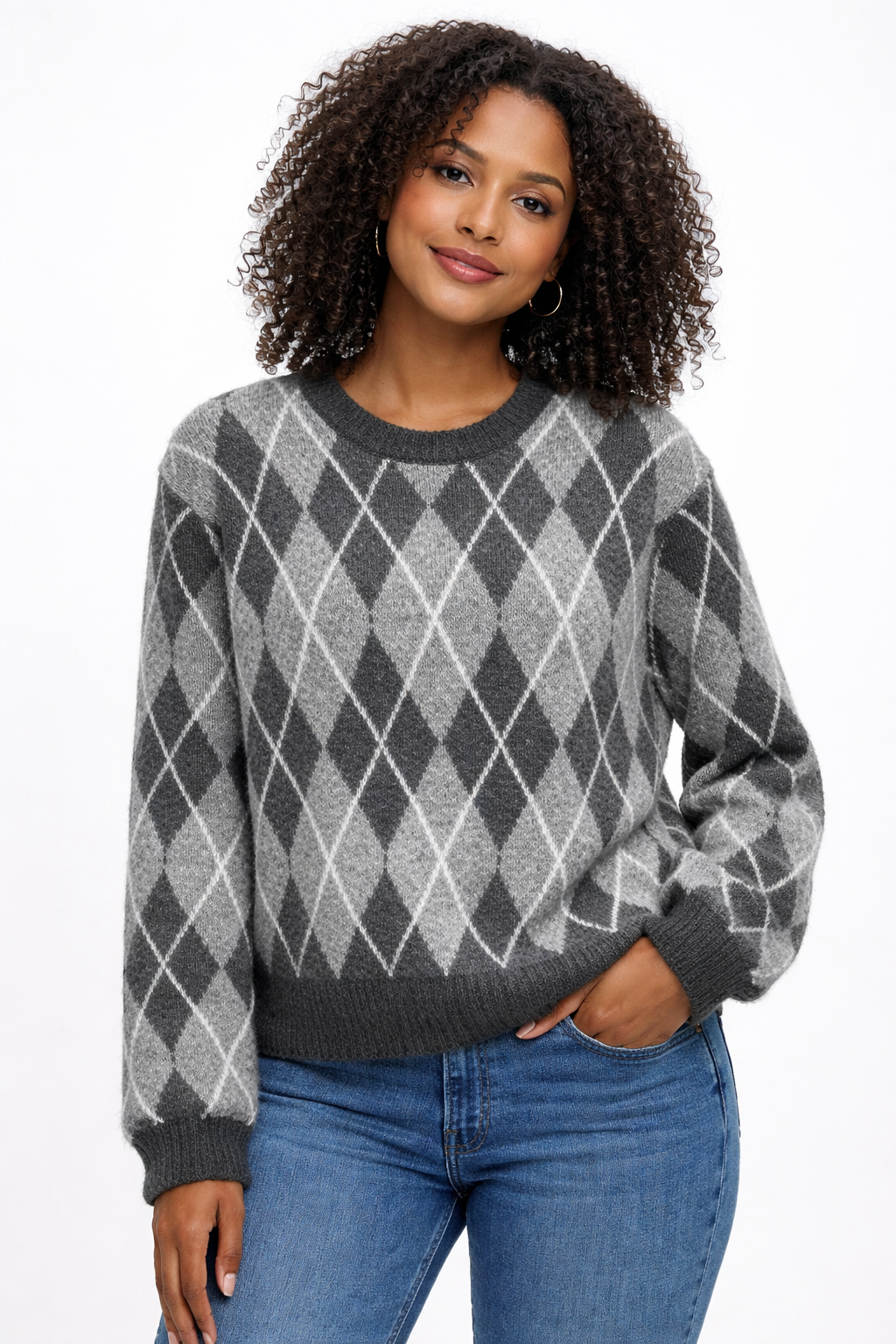 Pull Femme Printemps/Été – Motif Losanges | Maille Légère & Élégante