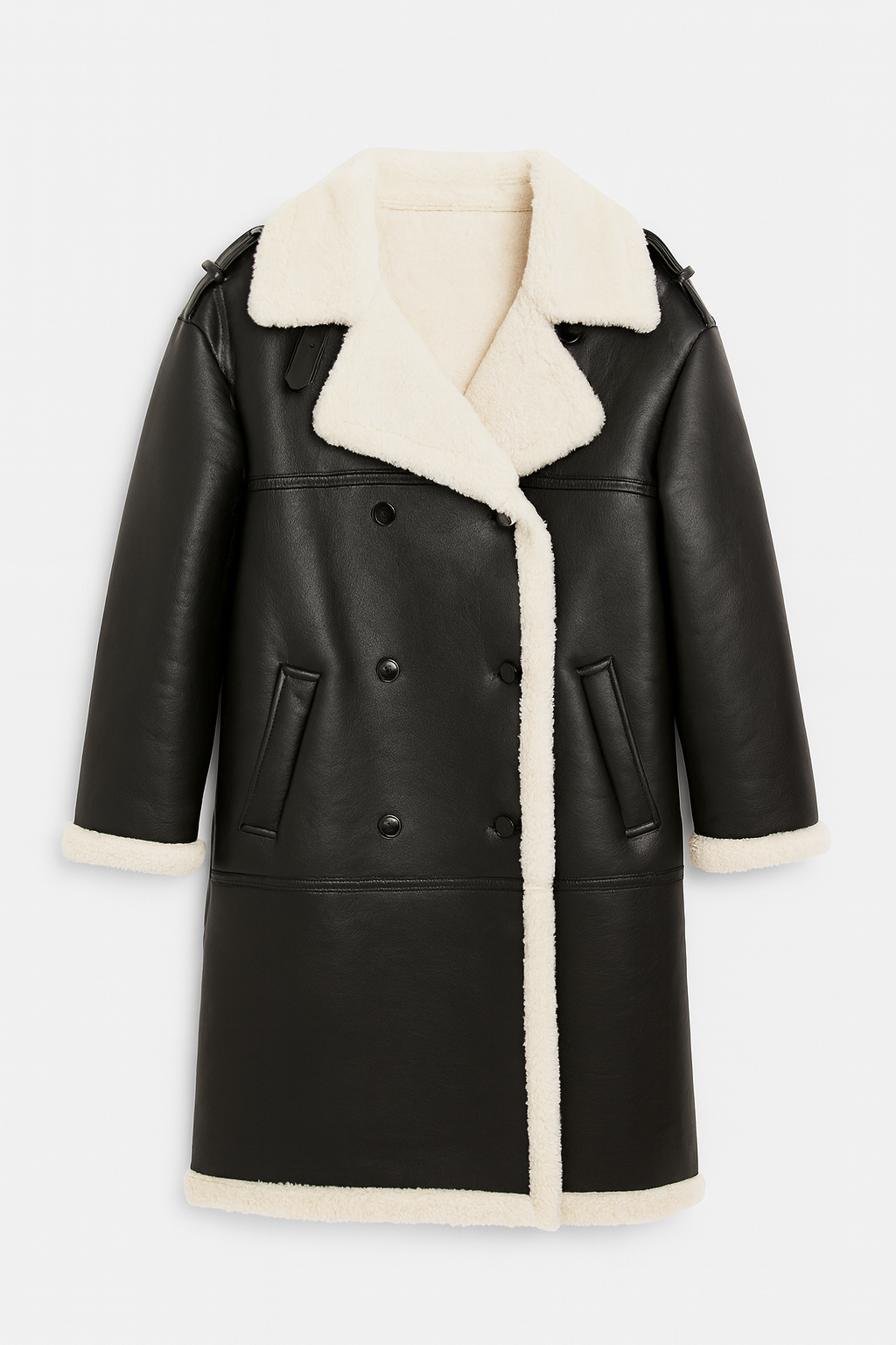 Long Leather-Effect Coat – Elegant PU Fall Coat with Buttons & Pockets KIS₂