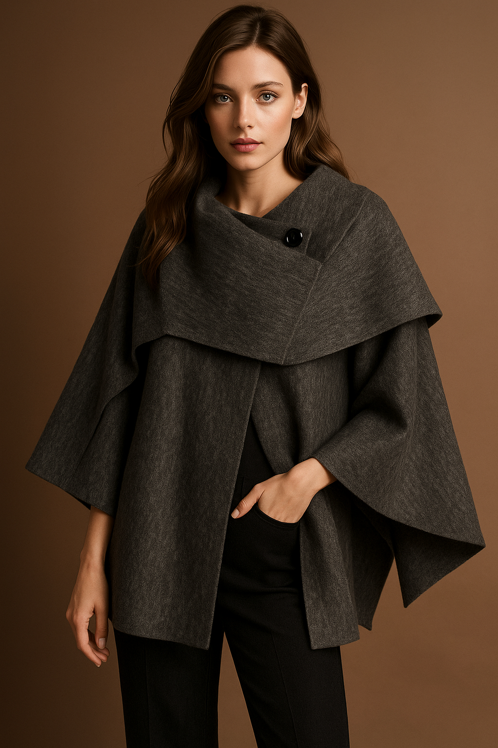 Cape Élégante en Viscose, Polyester & Laine – Manteau Chic Automne/Hiver | Collection 2025/2026