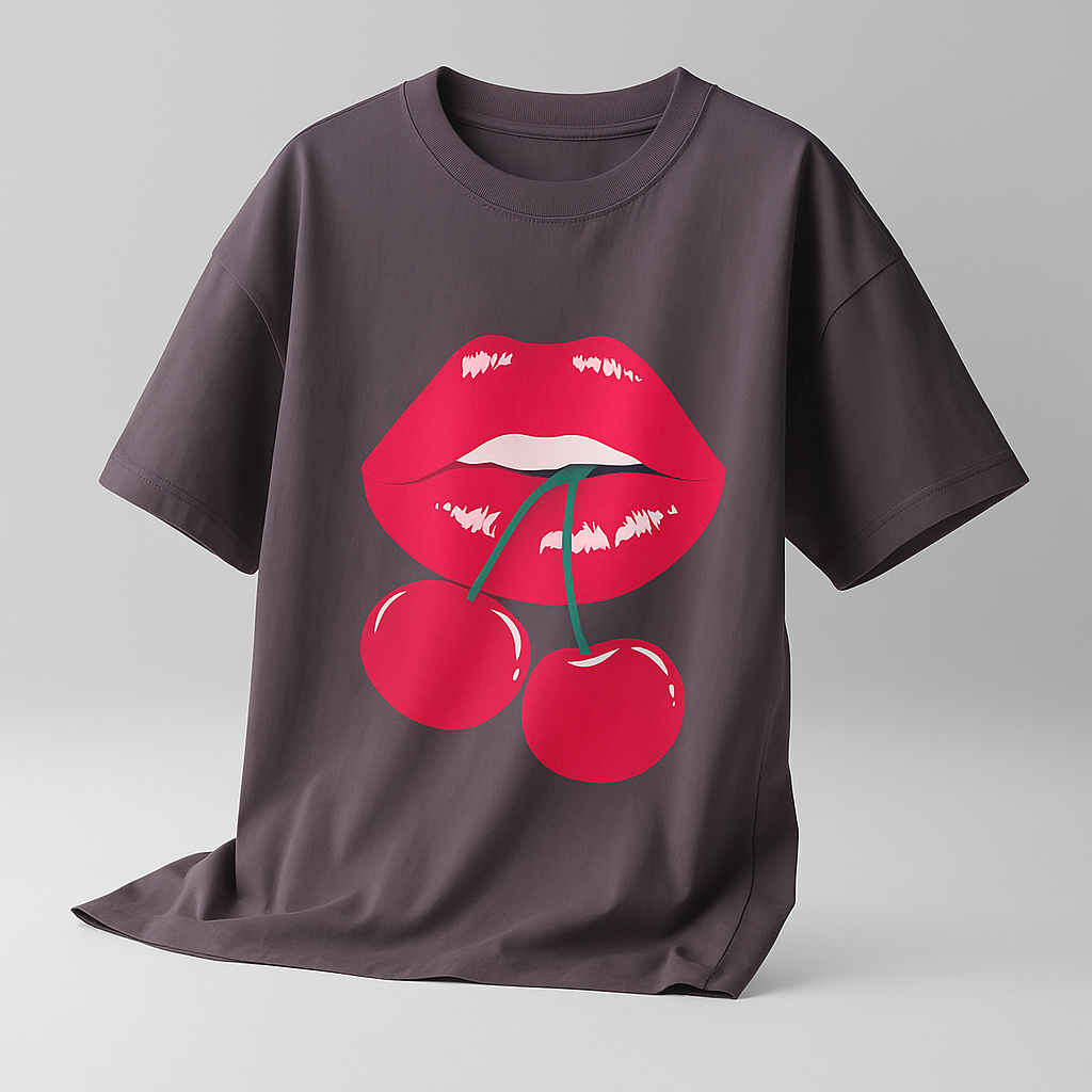 Unisex Cherry Lips Graphic T-Shirt – Bold Pop-Art Streetwear | Soft Cotton | Y2K Inspired