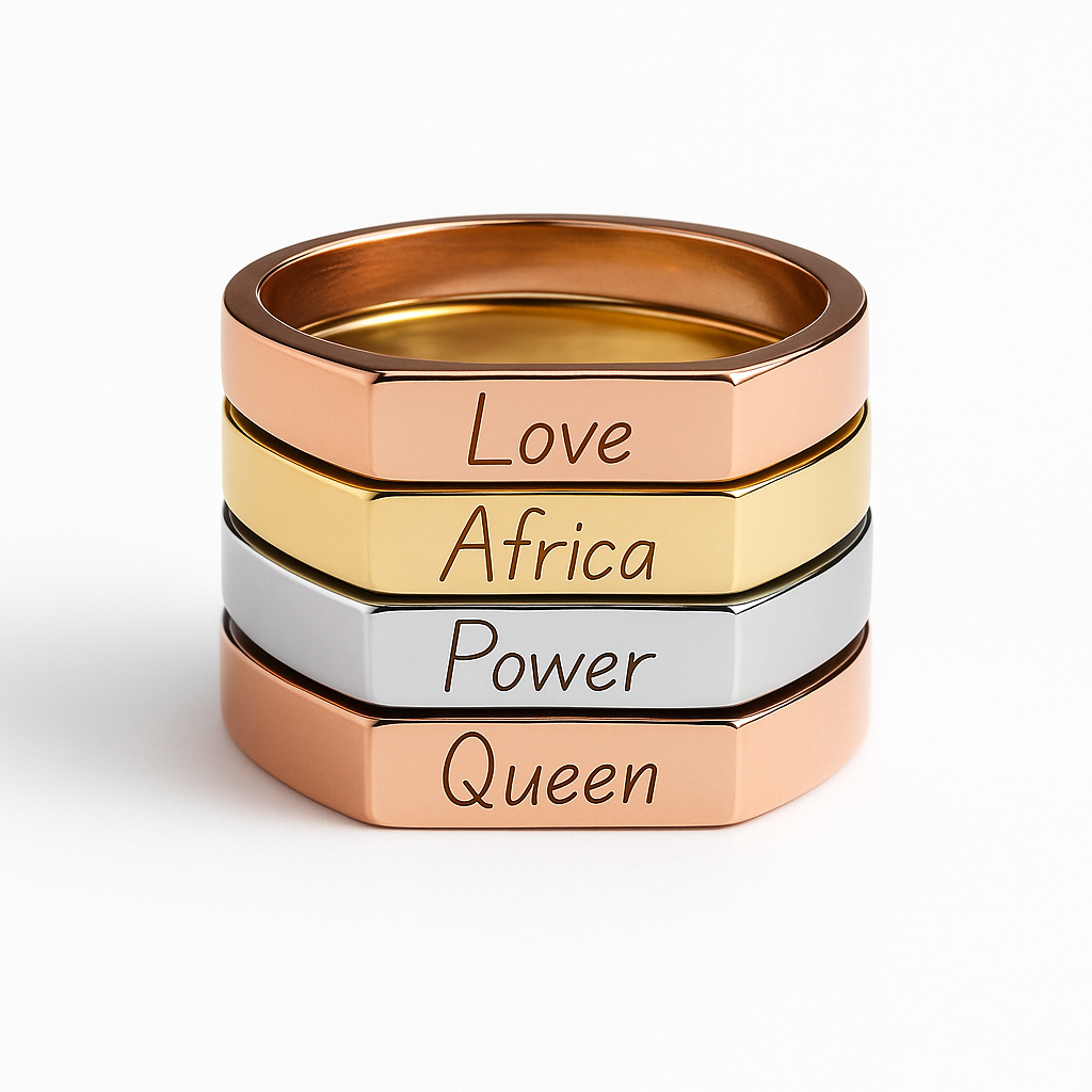 Bague femme mot gravé  – Acier Inoxydable