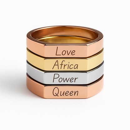 Bague femme mot gravé  – Acier Inoxydable