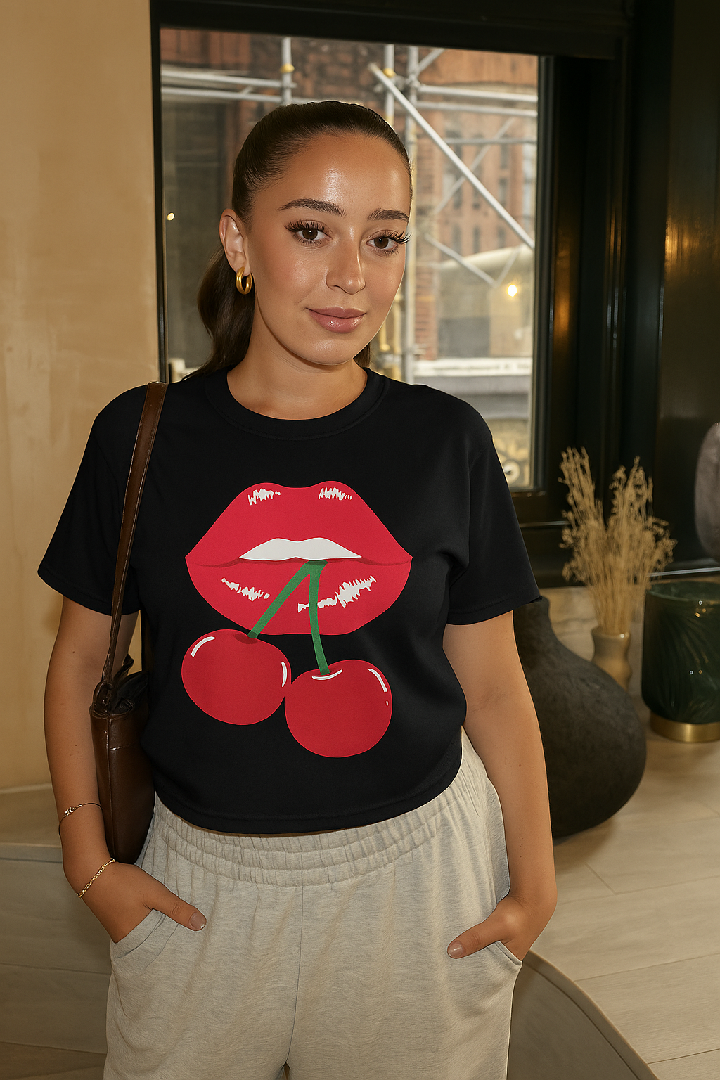 Unisex Cherry Lips Graphic T-Shirt – Bold Pop-Art Streetwear | Soft Cotton | Y2K Inspired