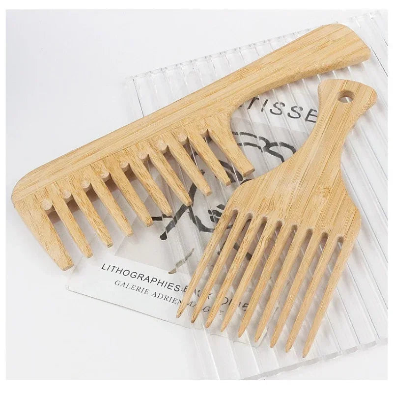 Peigne en bois de bambou naturel