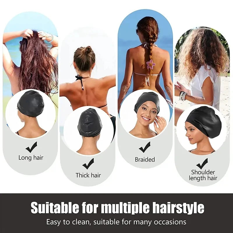 Bonnet de Bain Extra Large en Silicone pour Cheveux Longs Tresses Imperméable