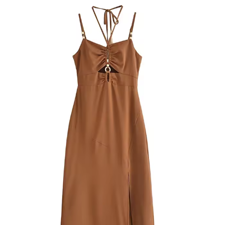 Robe mi-longue à col en V