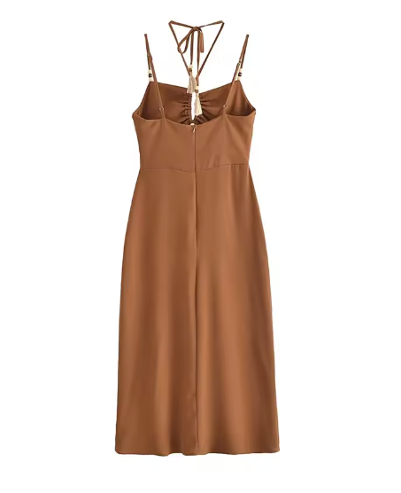 Robe mi-longue à col en V