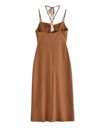 Robe mi-longue à col en V