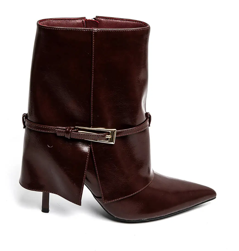 Bottines noires à talons chic femme hiver avec boucle dorée 4