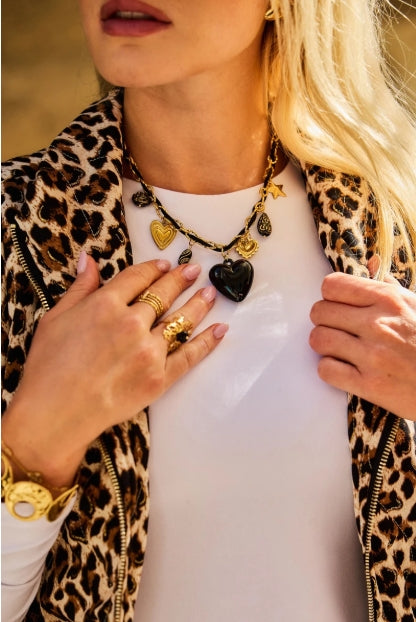 Collier “J’ADORE” en Acier Inoxydable – Chaîne Maille & Lettres Strassées | Bijou Tendance Femme