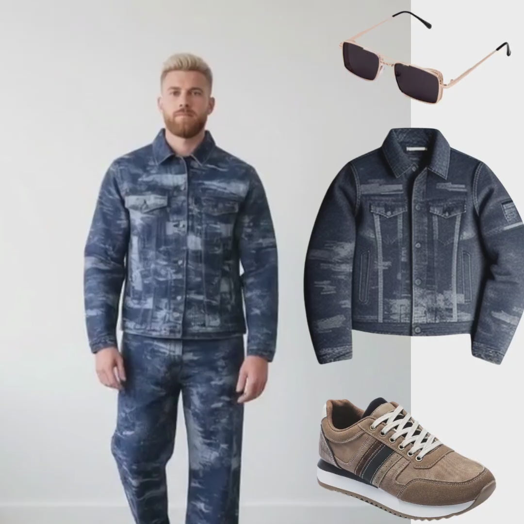 Ensemble Homme en Jean – Veste et Pantalon 100% Coton