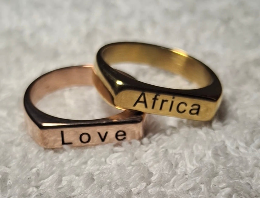 Bague femme mot gravé  – Acier Inoxydable