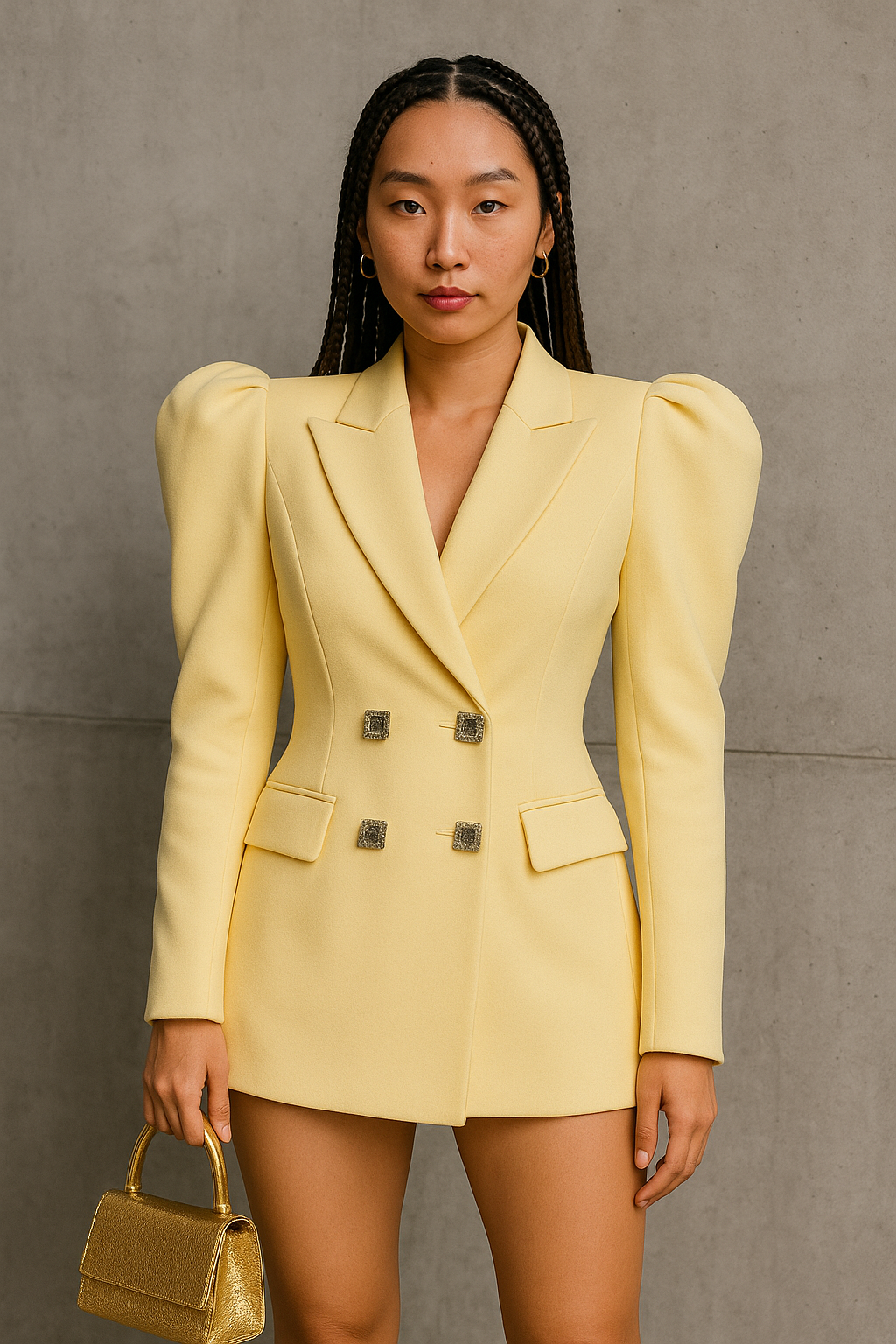 Blazer femme marron à épaules structurées